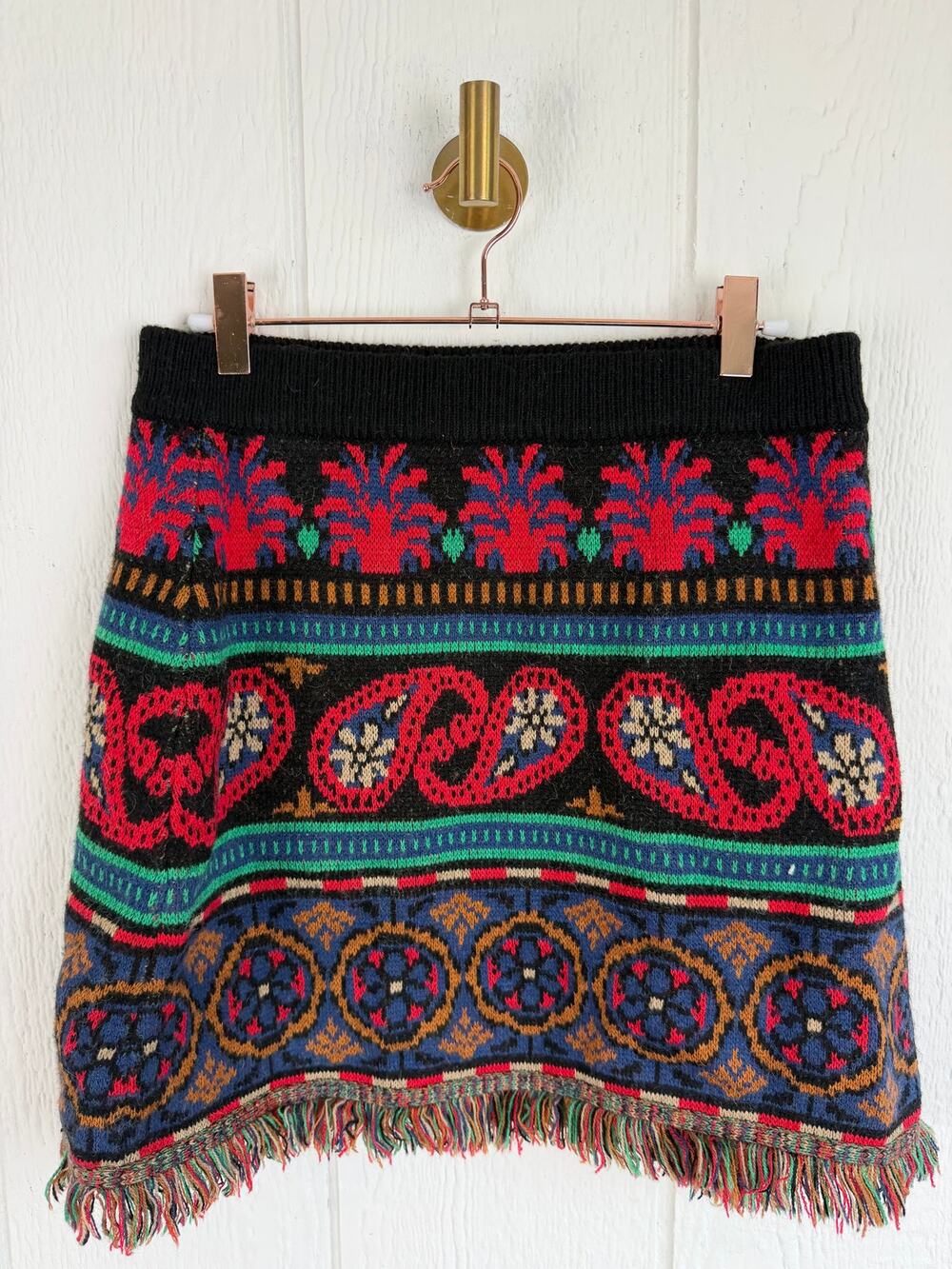 Farm Rio Flower Tapestry Blanket Skirt, Medium Wool Blend